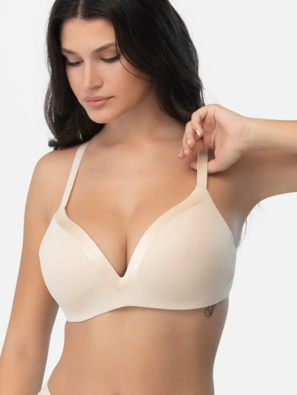 Underoutfit Bra #1258 Satin Grace Light Beige Wireless Size Large